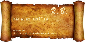 Rafaisz Béla névjegykártya